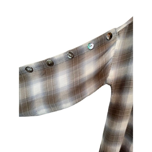 Soft Surroundings Plaid Tunic Womens Blouse Shirt Blue Gray Sz Small - Picture 4 of 8